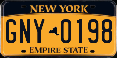 NY license plate GNY0198