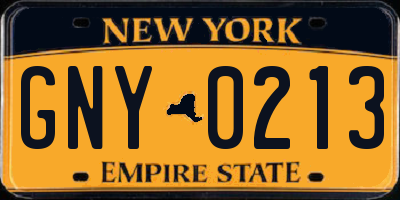 NY license plate GNY0213