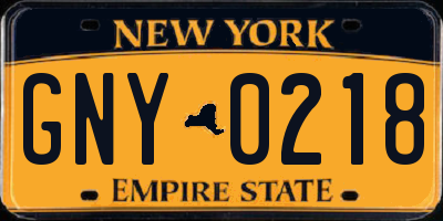 NY license plate GNY0218
