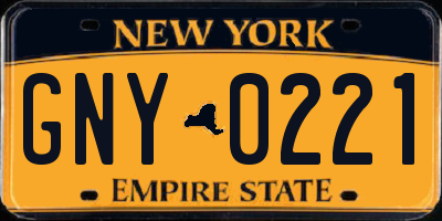 NY license plate GNY0221