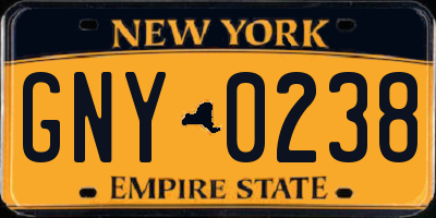 NY license plate GNY0238