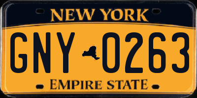 NY license plate GNY0263