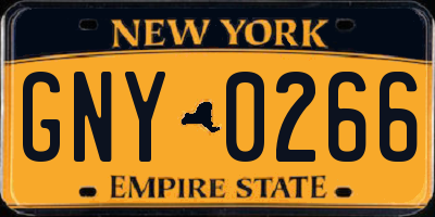 NY license plate GNY0266