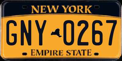 NY license plate GNY0267