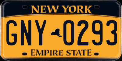 NY license plate GNY0293