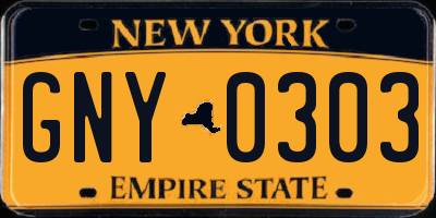 NY license plate GNY0303