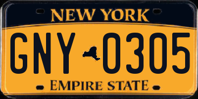 NY license plate GNY0305