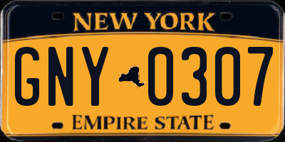 NY license plate GNY0307
