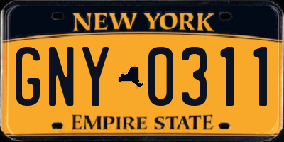 NY license plate GNY0311