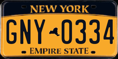 NY license plate GNY0334