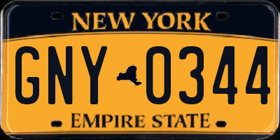 NY license plate GNY0344