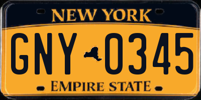 NY license plate GNY0345