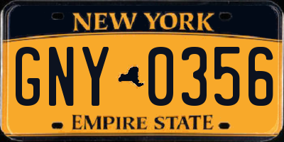 NY license plate GNY0356