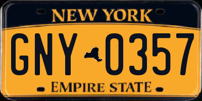 NY license plate GNY0357