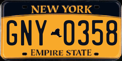 NY license plate GNY0358