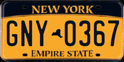 NY license plate GNY0367