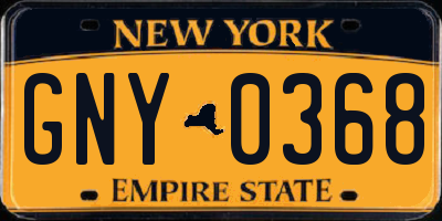 NY license plate GNY0368