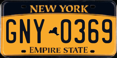 NY license plate GNY0369