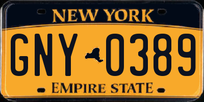 NY license plate GNY0389