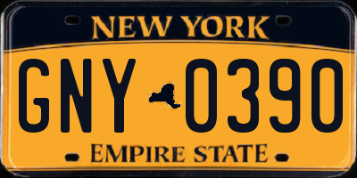 NY license plate GNY0390