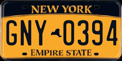 NY license plate GNY0394