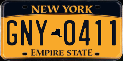 NY license plate GNY0411
