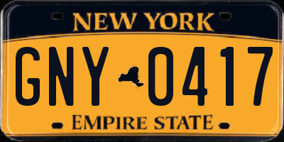 NY license plate GNY0417