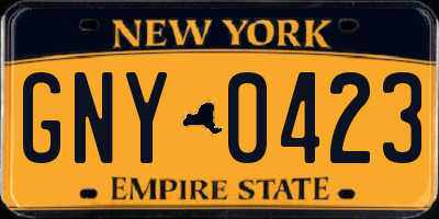 NY license plate GNY0423