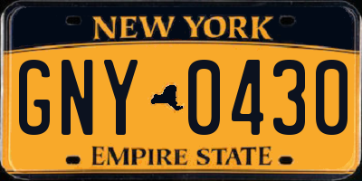 NY license plate GNY0430