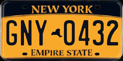 NY license plate GNY0432
