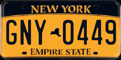 NY license plate GNY0449