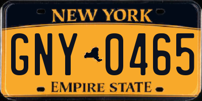 NY license plate GNY0465