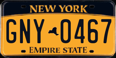 NY license plate GNY0467