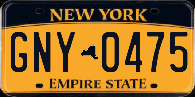 NY license plate GNY0475