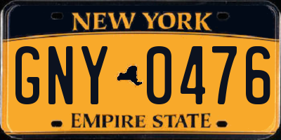 NY license plate GNY0476