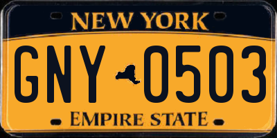 NY license plate GNY0503