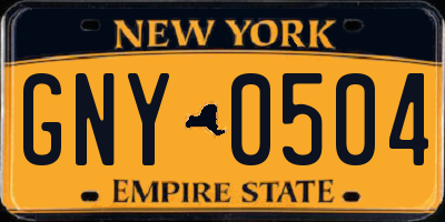 NY license plate GNY0504