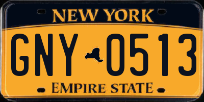 NY license plate GNY0513