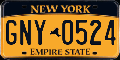 NY license plate GNY0524