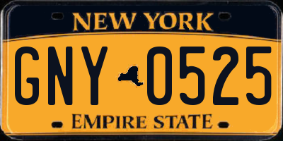 NY license plate GNY0525