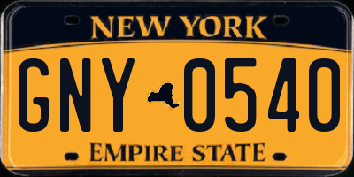 NY license plate GNY0540