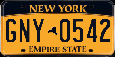 NY license plate GNY0542