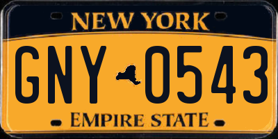 NY license plate GNY0543