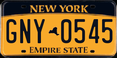 NY license plate GNY0545