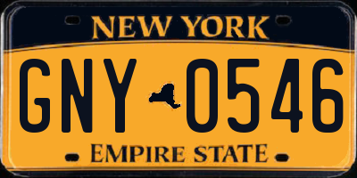 NY license plate GNY0546