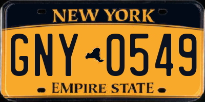NY license plate GNY0549