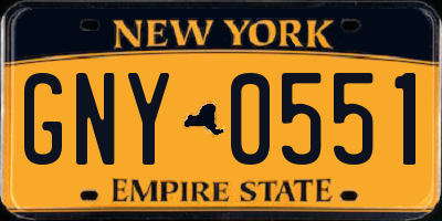 NY license plate GNY0551