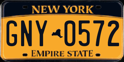 NY license plate GNY0572