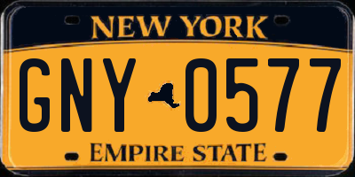 NY license plate GNY0577