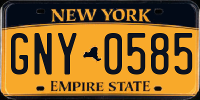 NY license plate GNY0585